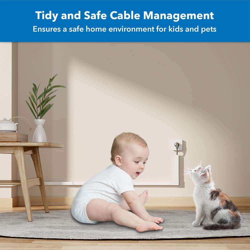 White PVC Wall Cable Concealer Kit with Connectors