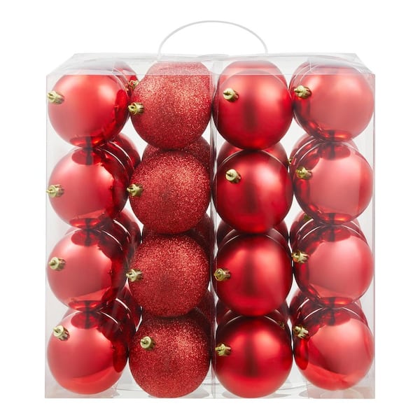 48-Piece Red Shatter-Resistant Ornaments