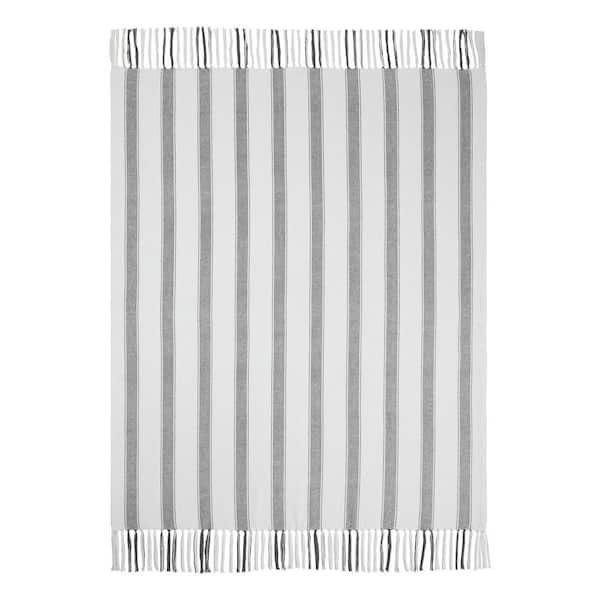 VHC BRANDS Grace Gray Cream Grain Sack Stripe Woven Throw Blanket 84134 -  The Home Depot