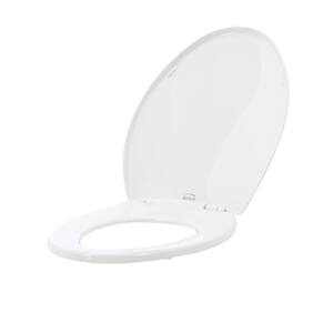 White Big John Original Toilet Seat w Cover capacity of over 1,200 pound - 1W