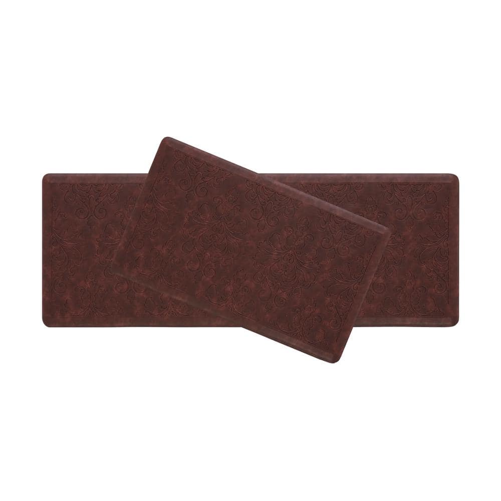 Marni Red Embossed Anti-Fatigue Kitchen Mat Set