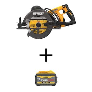 FLEXVOLT 60V MAX Lithium-Ion Cordless Brushless 7-1/4 in. Wormdrive Style Circular Saw with FLEXVOLT 9.0Ah Battery Pack