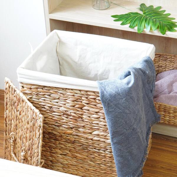 Vintiquewise 18" Natural Handwoven Water Hyacinth Storage Laundry Basket/Handbag 