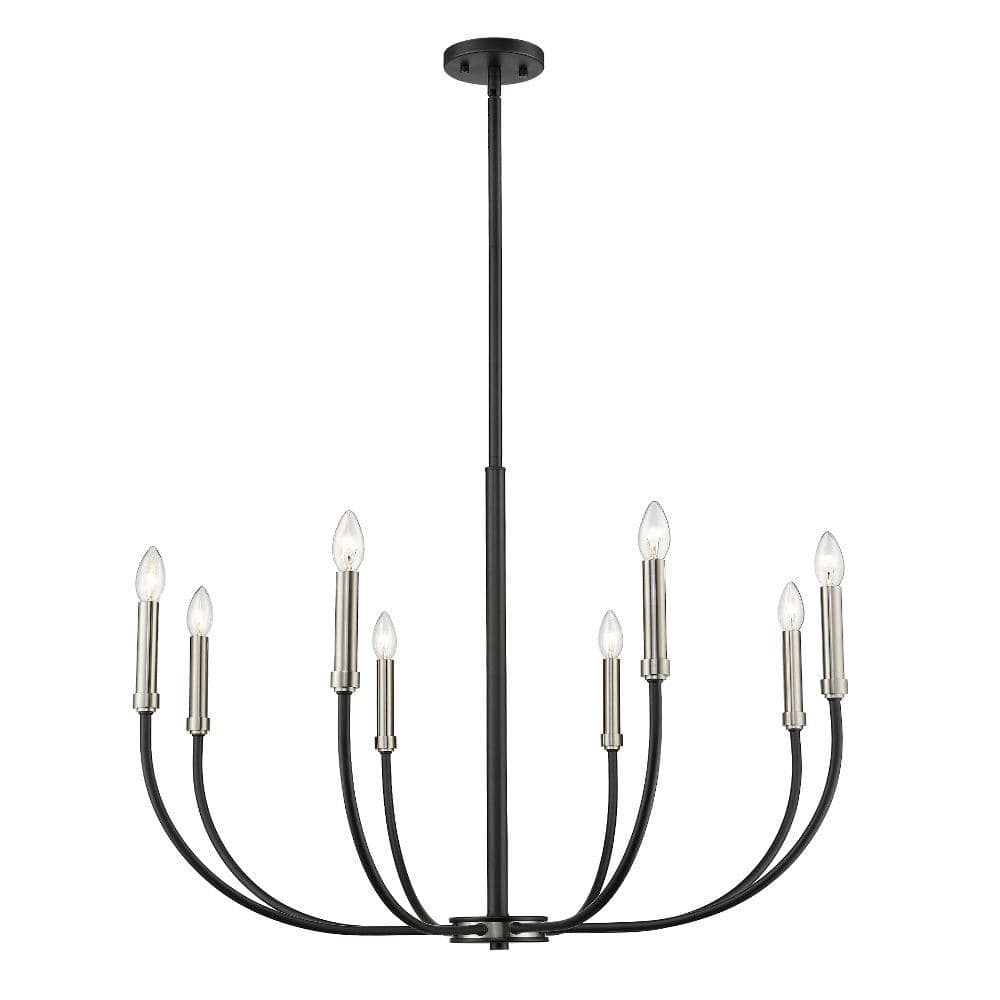 Haylie 8-Light Matte Black Plus Brushed Nickel Chandelier with No Shade