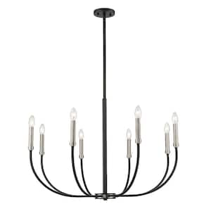 Haylie 8-Light Matte Black Plus Brushed Nickel Chandelier with No Shade