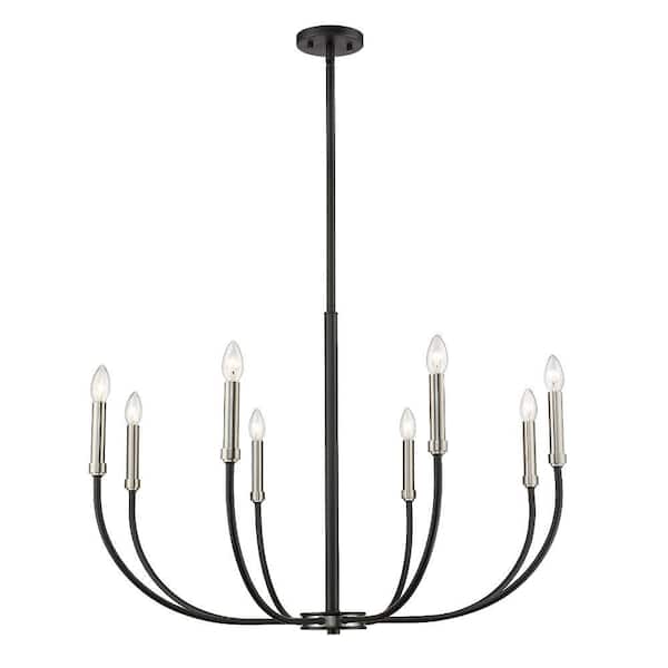 Unbranded Haylie 8-Light Matte Black Plus Brushed Nickel Chandelier with No Shade