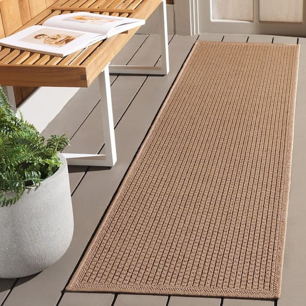Atrium Sisal Beige 2 ft. x 8 ft. Geometric Solid Indoor/Outdoor Runner Rug