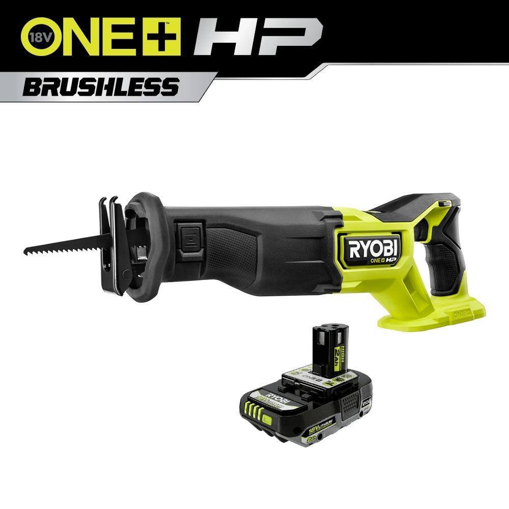 Ryobi One Hp V Brushless Cordless Reciprocating Saw With One V Ah Lithium Ion High