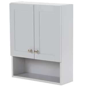 Lancaster 20.5 in. W x 7.7 in. D x 25.6 in. H Surface-Mount Bathroom Storage Wall Cabinet in Pearl Gray