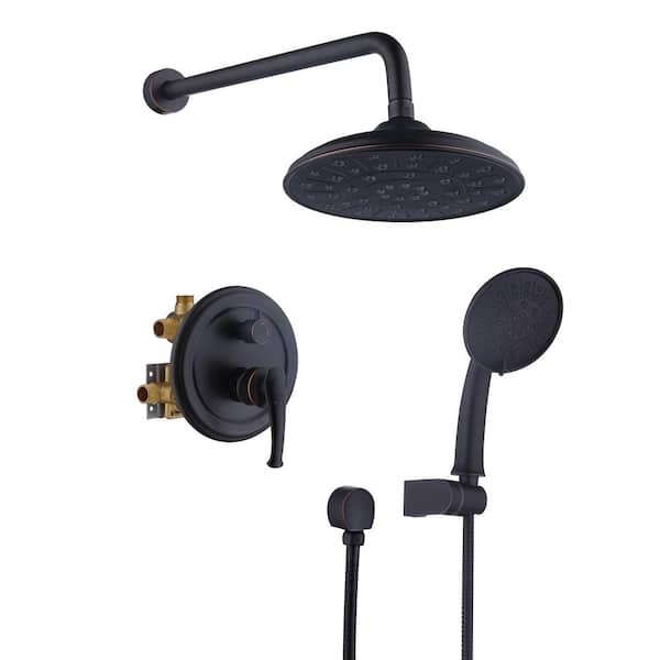 Dimakai 3-Spray Wall Mount Handheld Shower Head 360° Rotating Shower Head 1.8 GPM Anti-scald Valve in Oil Rubbed Bronze