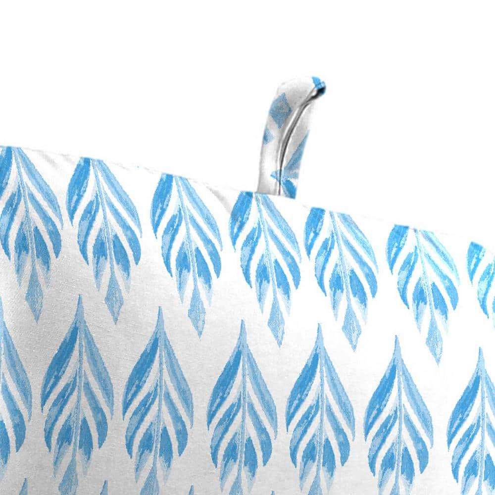 Marvel Azure Blue Leaves Outdoor Chair Cushion with Ties