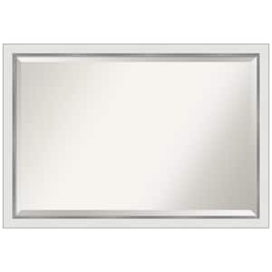 Eva 39 in. x 27 in. Modern Rectangle Framed White Silver Narrow Wall Mirror