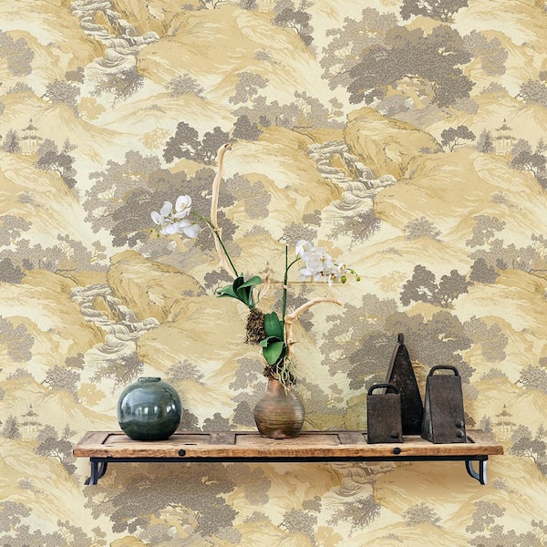 Ordos Yellow Eastern Toile Peelable Roll (Covers 56.4 sq. ft.)