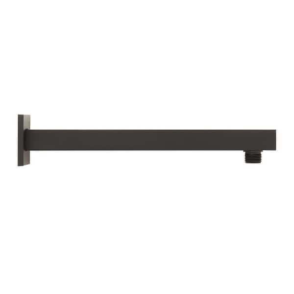 12 in. Modern Square Wall Mounted Shower Arm and Flange Matte Black