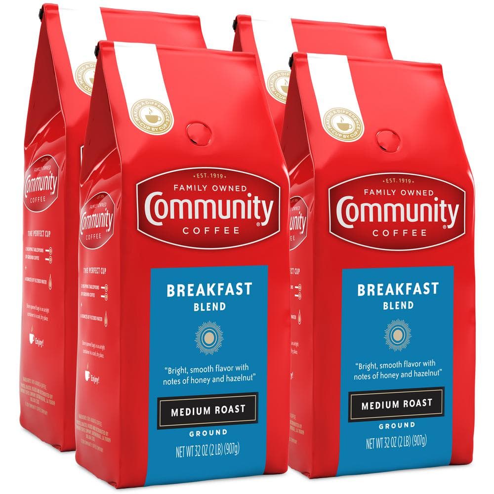 (Expiration Date: 04/5/2024 )Case pack of 4 Community Coffee Breakfast Blend 32 Ounce Bag