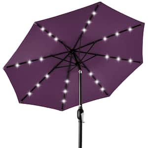 10 ft. Market Solar LED Lighted Tilt Patio Umbrella with UV-Resistant Fabric in Amethyst Purple