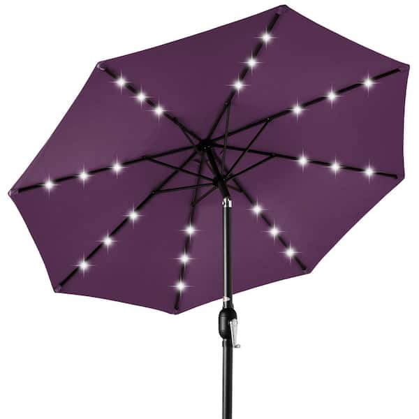Best Choice Products 10 ft. Market Solar LED Lighted Tilt Patio Umbrella with UV-Resistant Fabric in Amethyst Purple