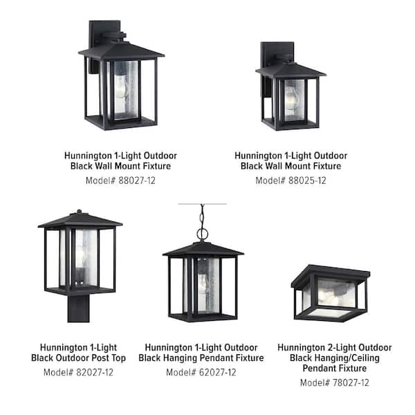 Hunnington 1-Light Outdoor Black Post Light