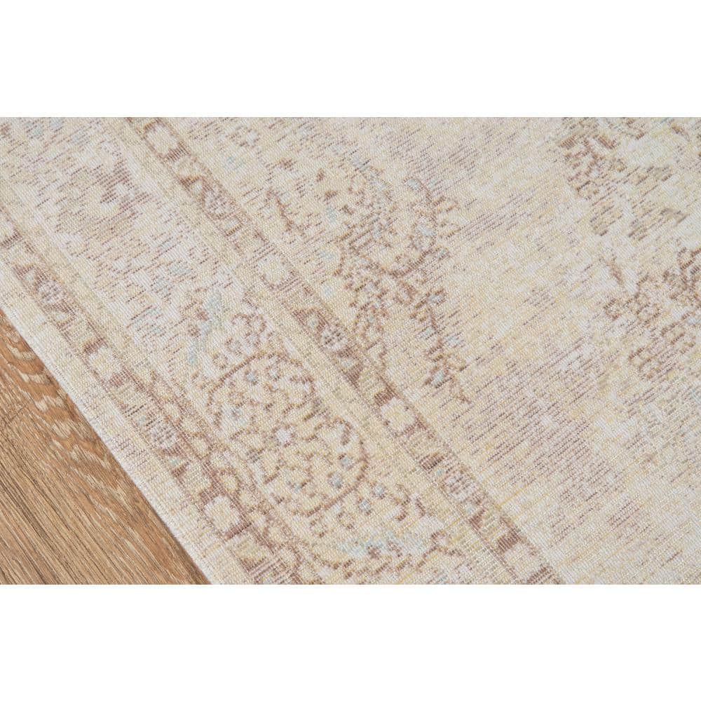 Elegant Ivory Medallion 2'x3' Braided Synthetic Rug
