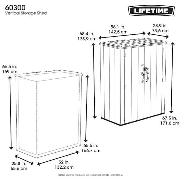 EAST OAK Outdoor Storage Shed, 53Cu.ft Vertical Resin Tool 4 x 6.6 FT  Cabinet w/o Shelf for Garden, Patio, Backyard, All-Weather Outdoor Storage