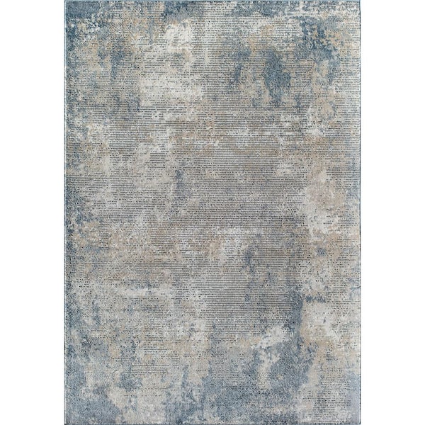 Rugs America Milford Hill Castle Stone Blue 5 ft. x 7 ft. Area Rug