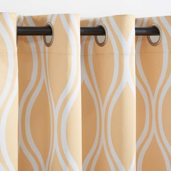 Alfie Sundress Ogee Room Darkening Grommet Top Curtain, 52 in. W x 96 in. L (Set of 2)