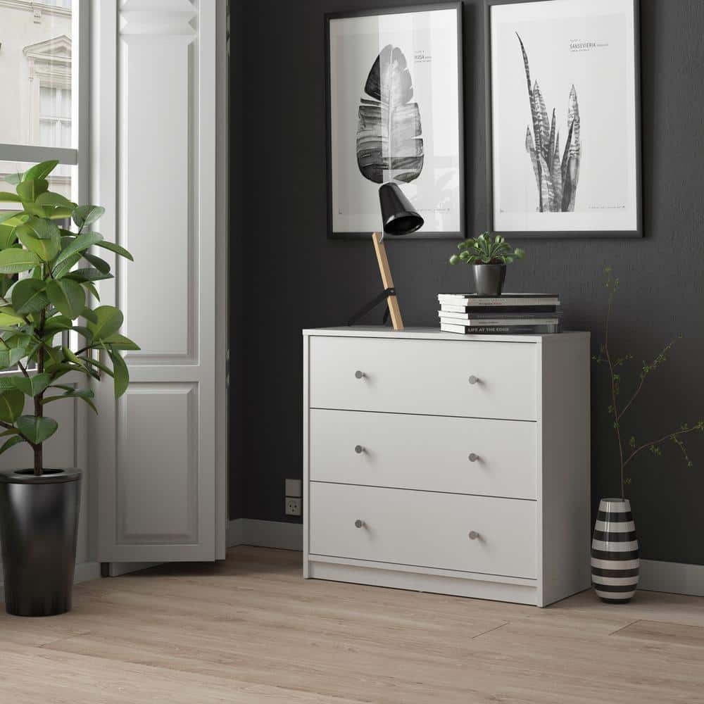 White Horizontal 3-Drawer Chest in Sustainable Engineered Wood
