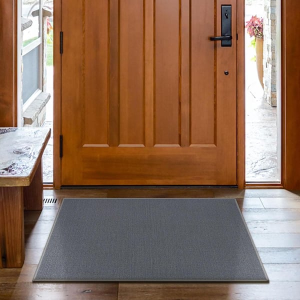 Basics Collection Non-Slip Rubberback Modern Solid Design 2x3 Indoor Area Rug/Entryway Mat, 2 ft. 3 in. x 3 ft., Gray