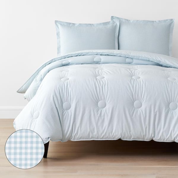 The Company Store Company Kids Ditsy Gingham Blue Twin/Twin XL Organic Cotton Percale Comforter