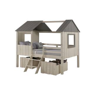 Donco Kids Letto A Soppalco Basso Con Scrivania E Cassetti - Finitura Grigio Anticato