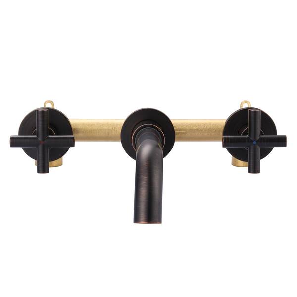 ALEASHA 8 in. Widespread Double-Handle Wall Mounted Bathroom Sink Faucet in Oil Rubbed Bronze