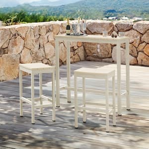 Humphrey 26 in. 4-Piece Beige Aluminum Plastic Backless Outdoor Bar Stools