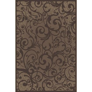 Pisa Brown 3 ft. x 5 ft. Contemporary Scroll Area Rug