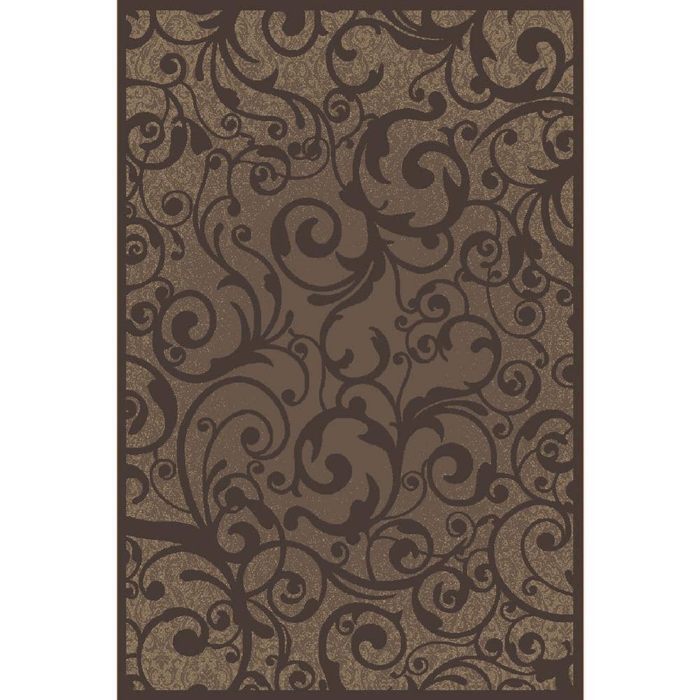 Pisa Brown 5 ft. x 7 ft. Contemporary Scroll Area Rug