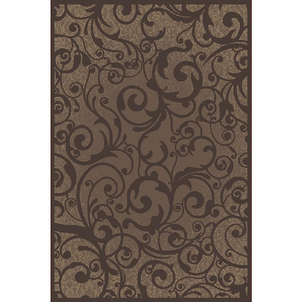Unbranded Pisa Brown 8 ft. x 10 ft. Contemporary Scroll Area Rug