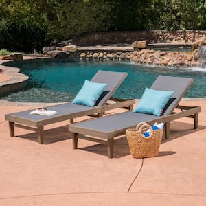Summerland 2-Tone Gray Wood Adjustable Outdoor Patio Chaise Lounges (Set of 2)