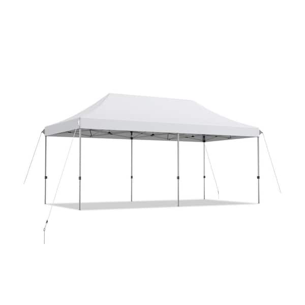 ANGELES HOME 10 ft. x 20 ft. Adjustable Folding Heavy-Duty Sun Shelter with Carrying Bag, White