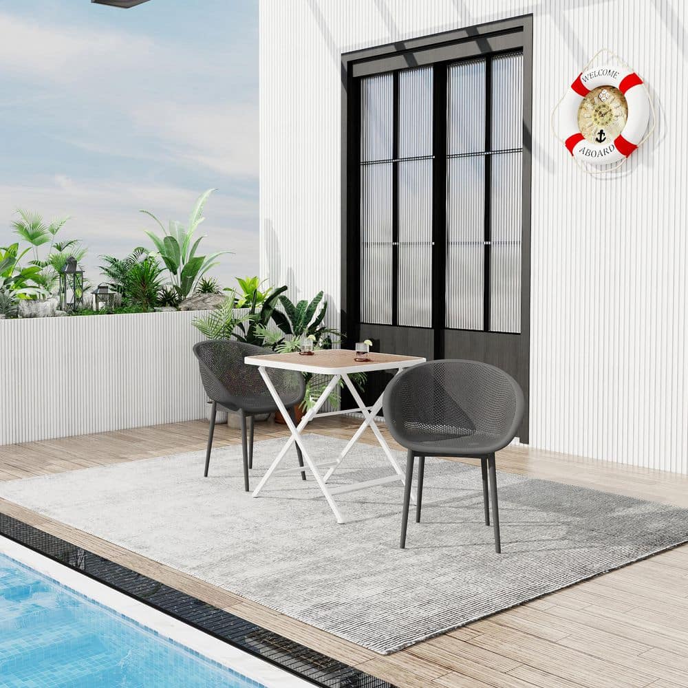 5-Piece Metal Square Table Standard Height Outdoor Dining Set with Gray Chairs price history on PriceWatchPro