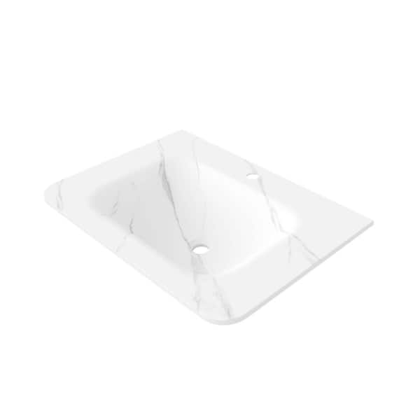 30 in. Undermount Sintered Stone Bathroom Sink in Carrara White with Integrated Bowl