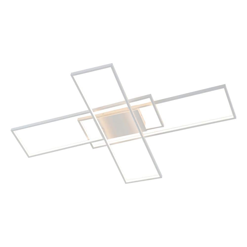 Palco 39 in. Contemporary Minimalist Metal Adjustable Dimmable Geometric Integrated LED Flush Mount, White price history on PriceWatchPro