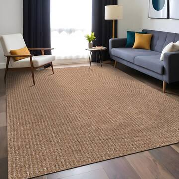 Natural 9 ft. x 12 ft. Wooly Easy Jute Washable Indoor Outdoor Area Rug