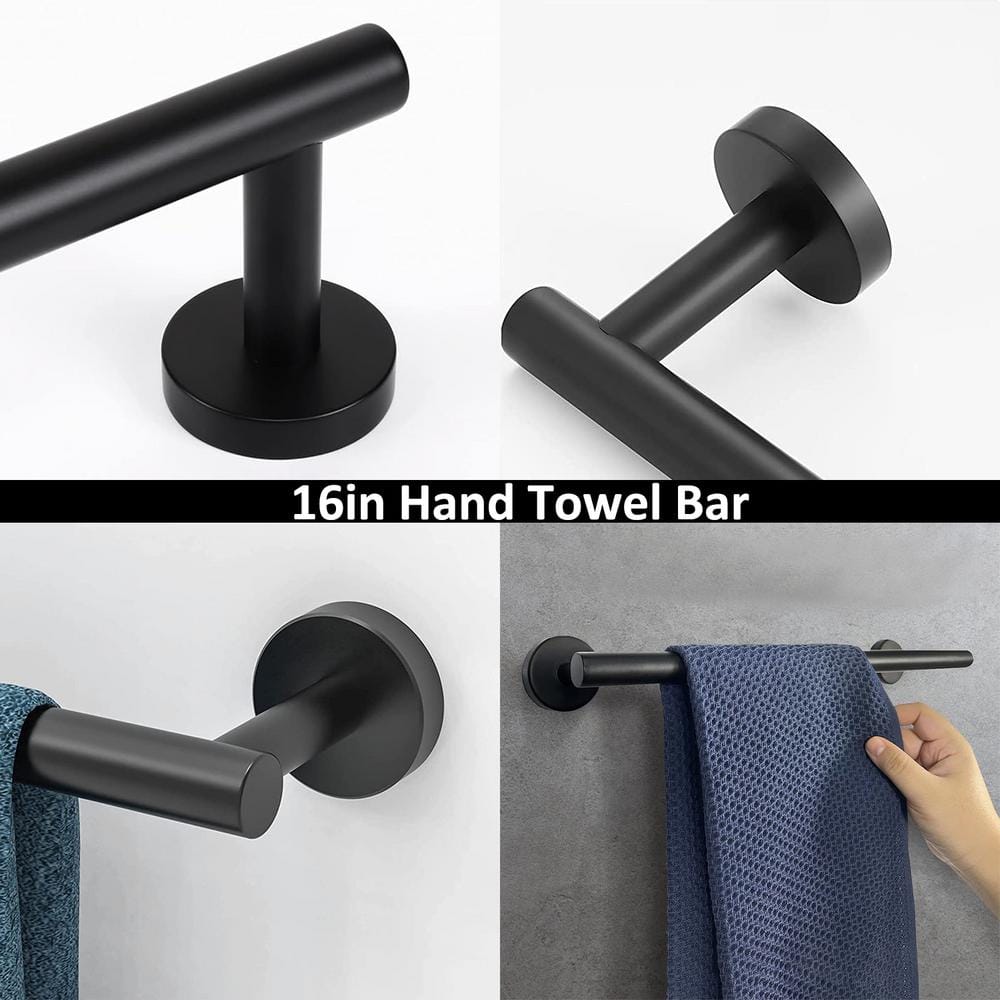 Matte Black Stainless Steel Wall Mounted Towel Holder Set