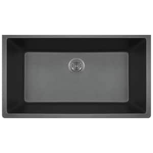 Black Quartz Granite 33 in. Single Bowl Undermount Kitchen Sink