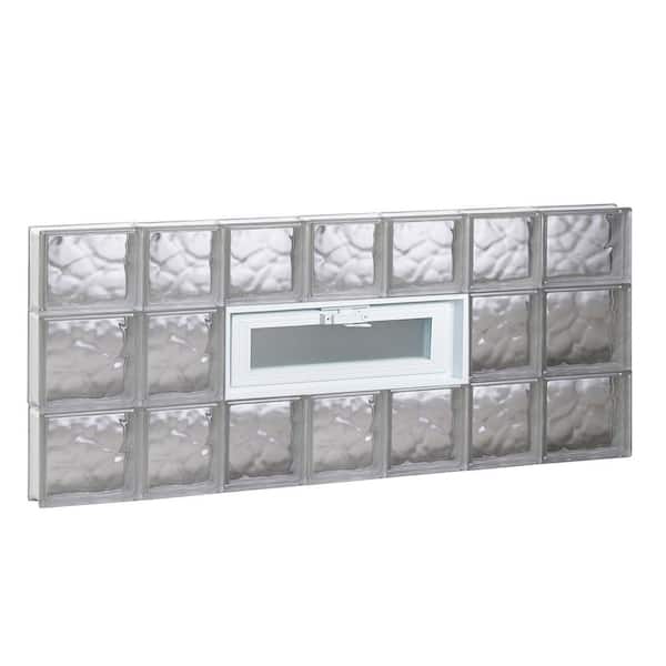 Clearly Secure 44.25 in. x 21.25 in. x 3.125 in. Frameless Wave Pattern Vented Glass Block Window