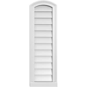 12 in. x 38 in. Arch Top Surface Mount PVC Gable Vent: Functional with Brickmould Sill Frame