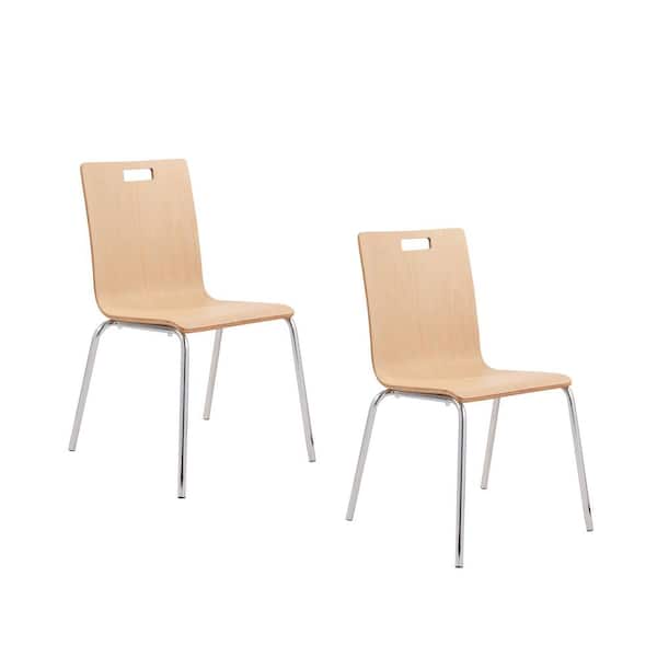 Bushwick Series Natural/Chrome Bentwood Cafe Side Chair (Pack of 2)