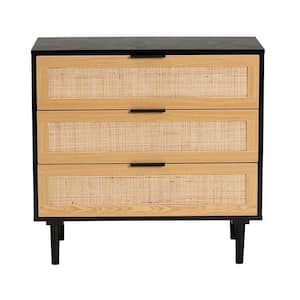 Maureen 3-Drawer Espresso and Natural Brown Dresser (30 in. H x 31.6 in. W x 15.8 in. D)