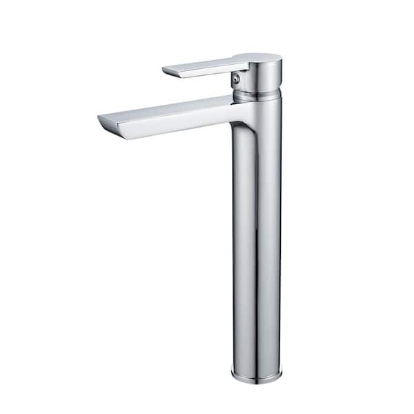 FORIOUS Single Handle Single Hole Bathroom Faucet with Supply Lines and Spot Resistant in Chrome