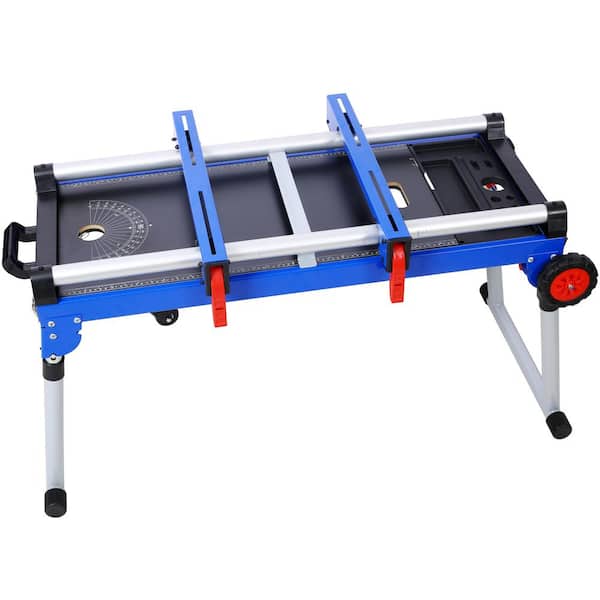 Outdoor 49. in. W x 22.5 in. H 5-in-1 Portable Wooden Workbench with Detachable Miter Saw Stand and Adjustable Legs
