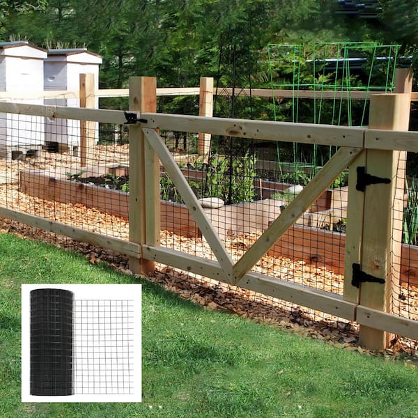 36 in. x 50 ft. 16-Gauge Black PVC Coated Welded Wire Fence, Chicken Coop Wire Mesh, Gopher Barrier Fence